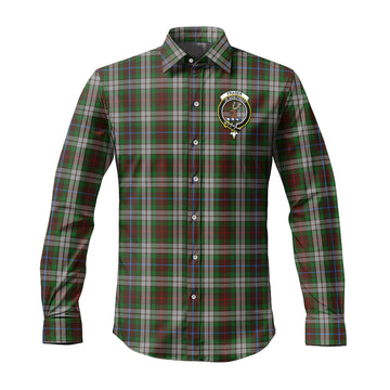 Fraser Hunting Dress Tartan Long Sleeve Button Up Shirt with Family Crest