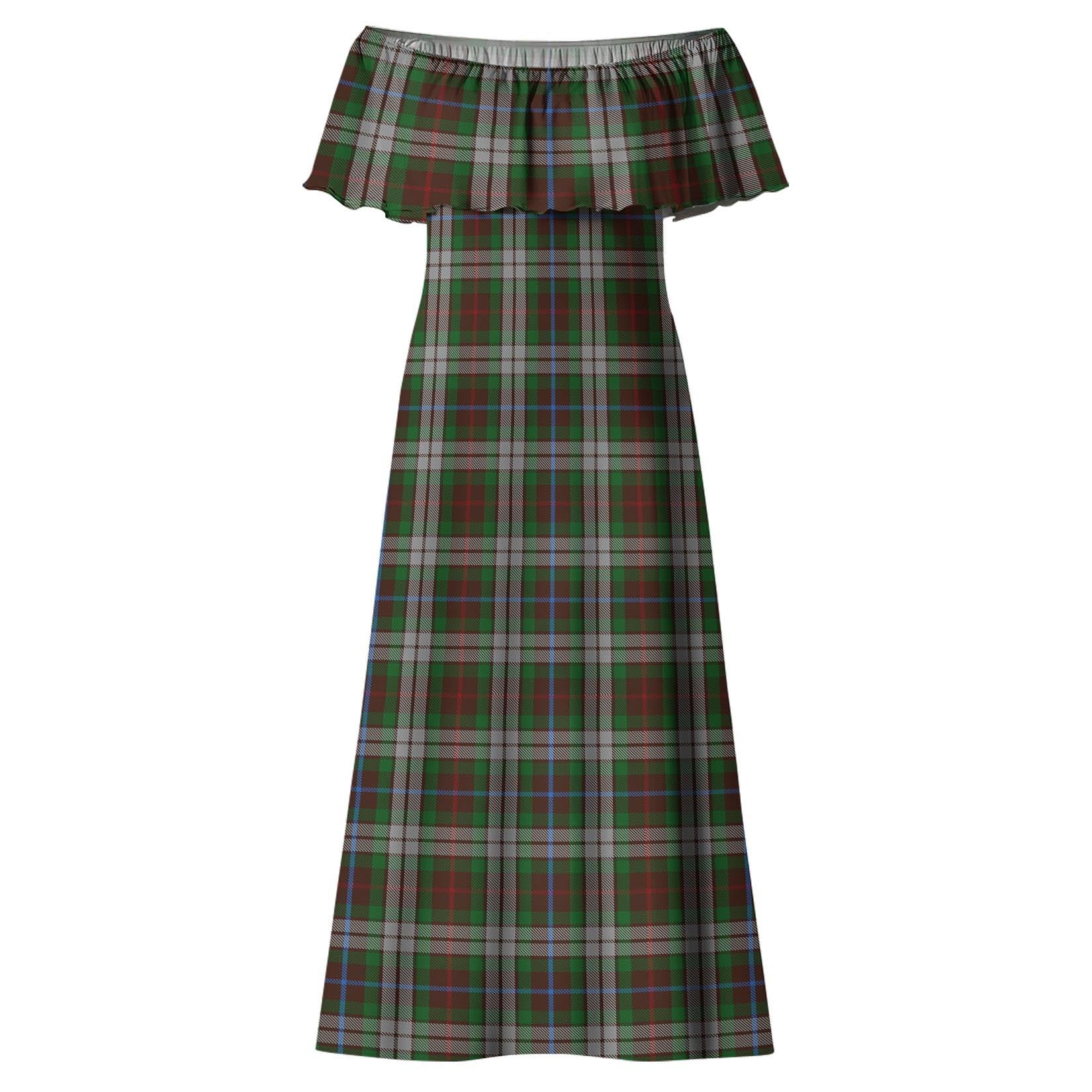 Fraser Hunting Dress Tartan Off Shoulder Long Dress - Tartanvibesclothing