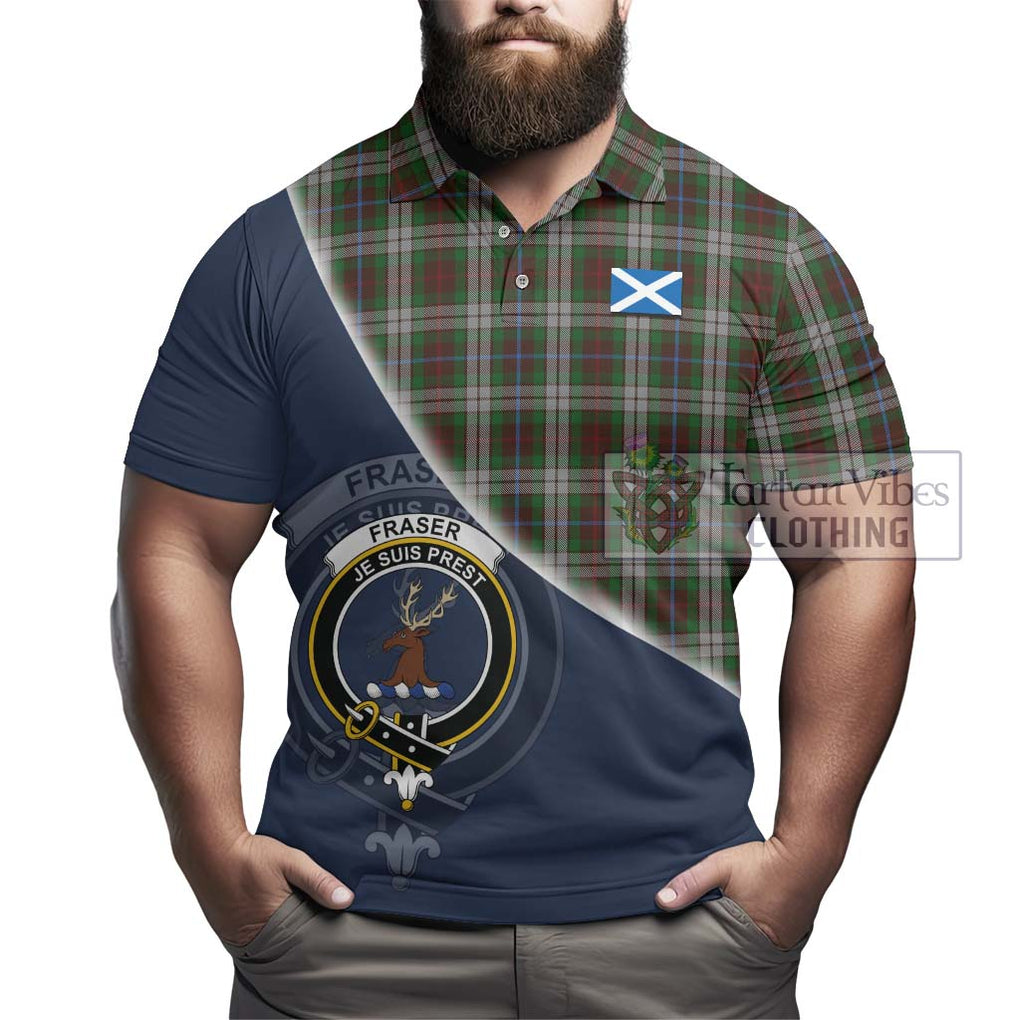 Fraser Hunting Dress Tartan Polo Shirt with Personalised National Flag and Family Crest Half Style - Tartanvibesclothing Shop