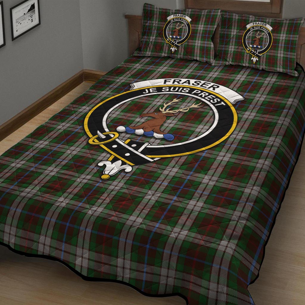 Fraser Hunting Dress Tartan Quilt Bed Set with Family Crest - Tartan Vibes Clothing