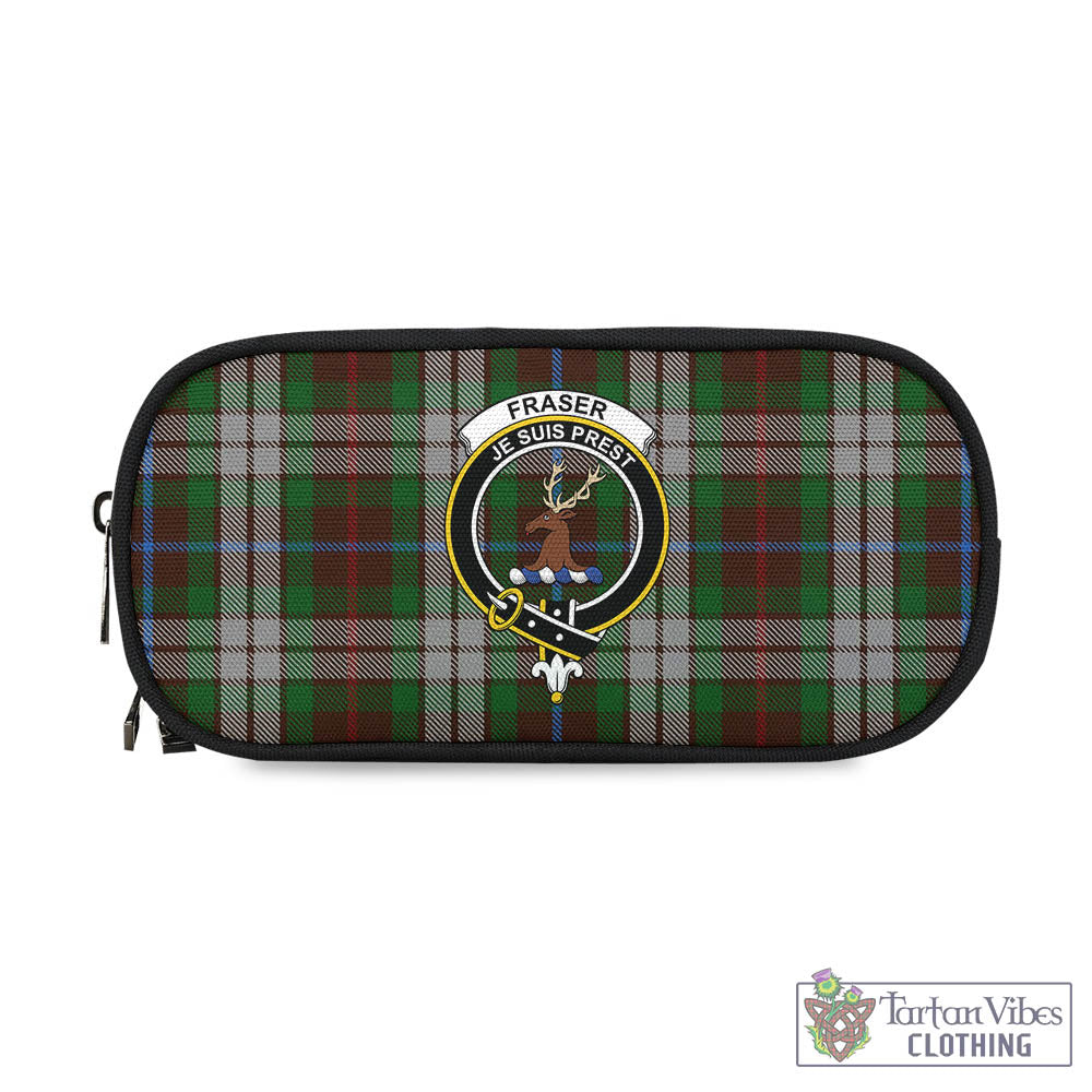 Tartan Vibes Clothing Fraser Hunting Dress Tartan Pen and Pencil Case with Family Crest