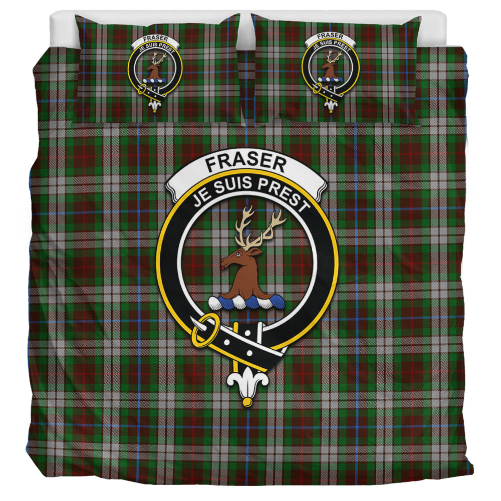 Fraser Hunting Dress Tartan Bedding Set with Family Crest UK Bedding Set UK Super King 104*94 inch - Tartan Vibes Clothing