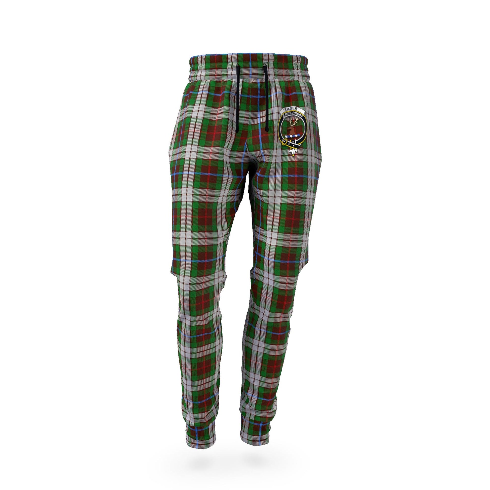 Fraser Hunting Dress Tartan Joggers Pants with Family Crest - Tartan Vibes Clothing