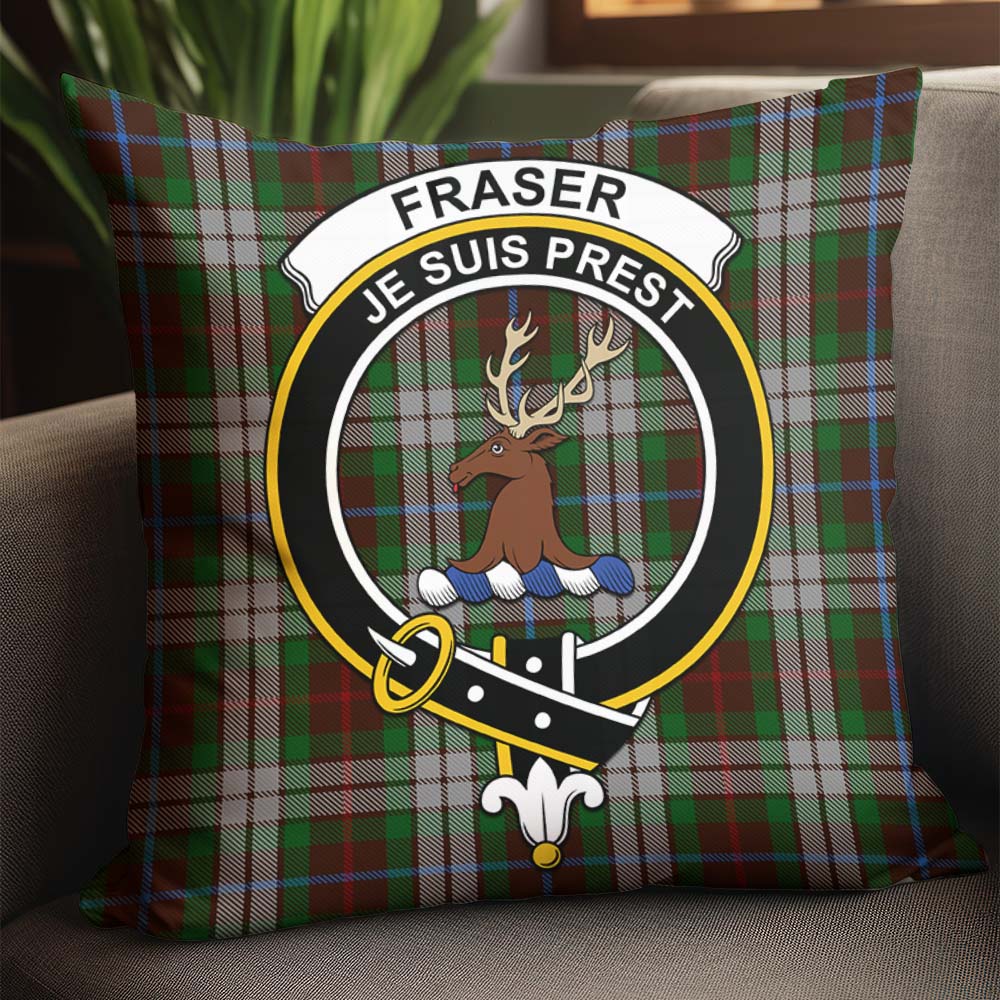 Fraser Hunting Dress Tartan Pillow Cover with Family Crest - Tartanvibesclothing