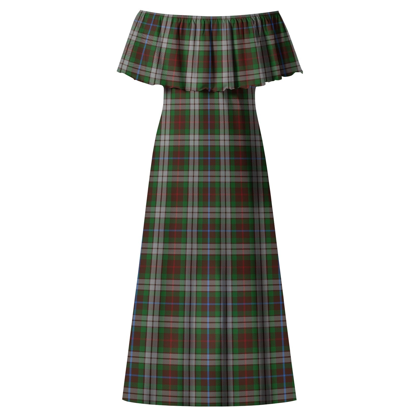 Fraser Hunting Dress Tartan Off Shoulder Long Dress - Tartanvibesclothing