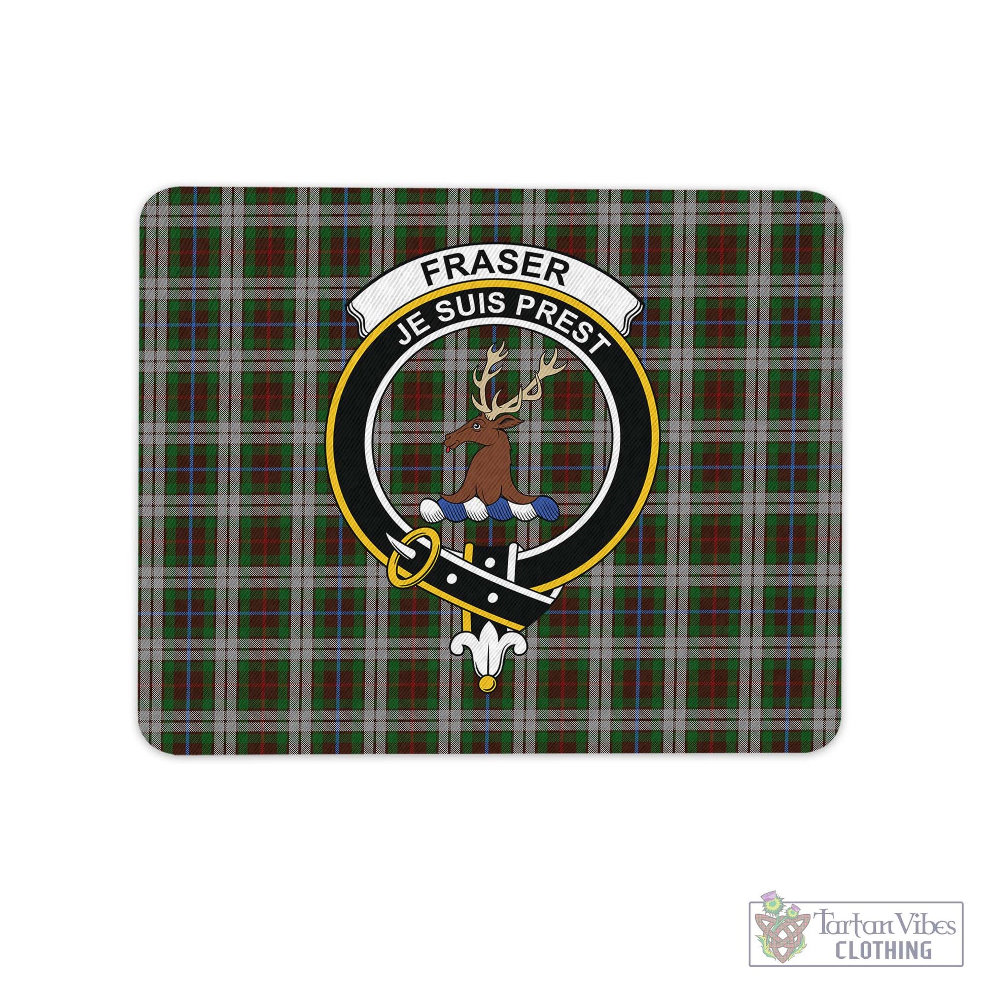 Tartan Vibes Clothing Fraser Hunting Dress Tartan Mouse Pad with Family Crest