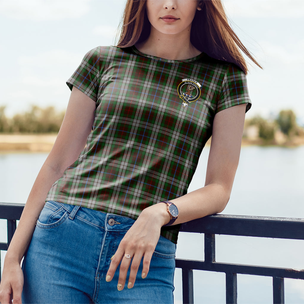 Fraser Hunting Dress Tartan T-Shirt with Family Crest - Tartan Vibes Clothing