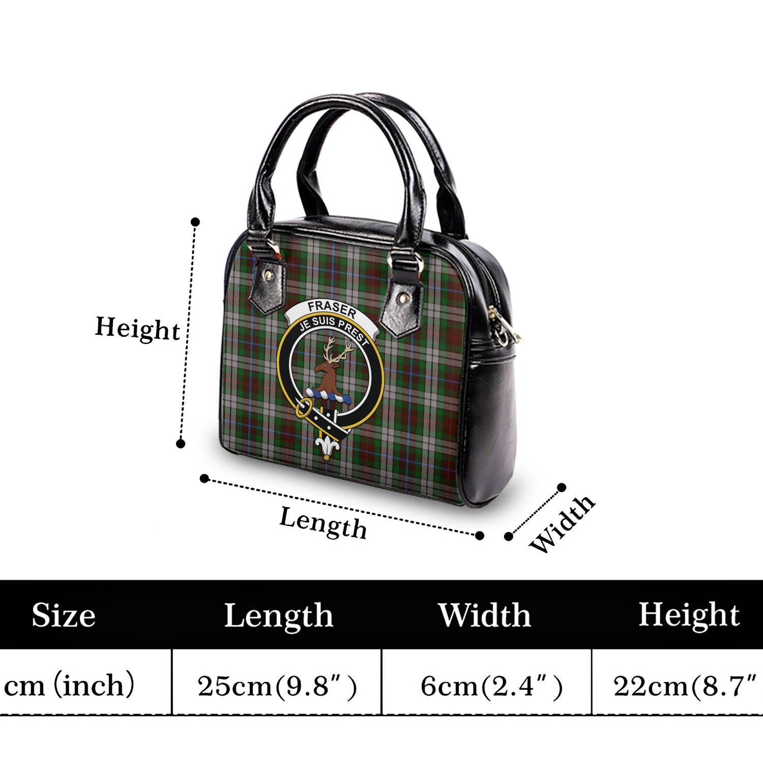 Fraser Hunting Dress Tartan Shoulder Handbags with Family Crest - Tartanvibesclothing