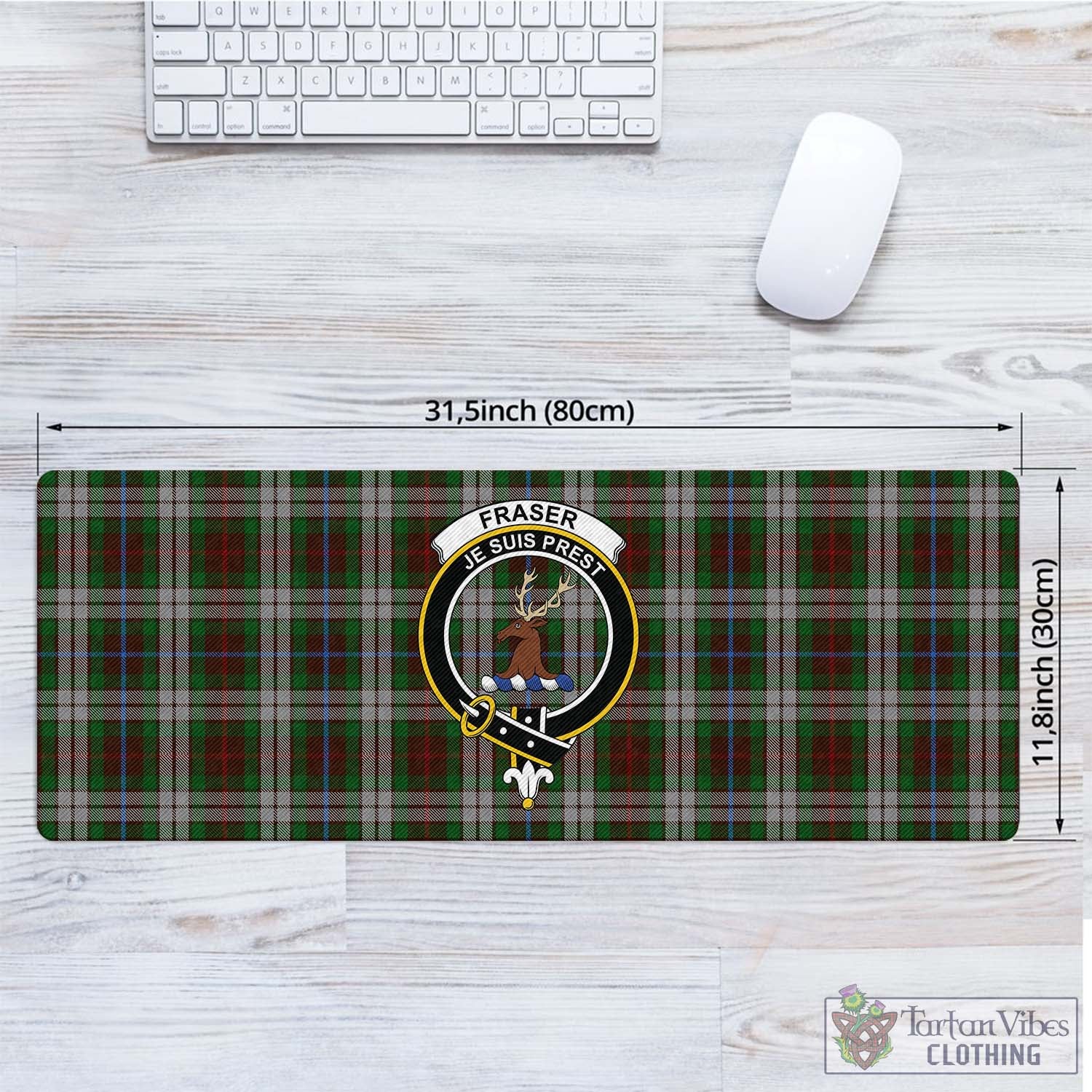 Tartan Vibes Clothing Fraser Hunting Dress Tartan Mouse Pad with Family Crest