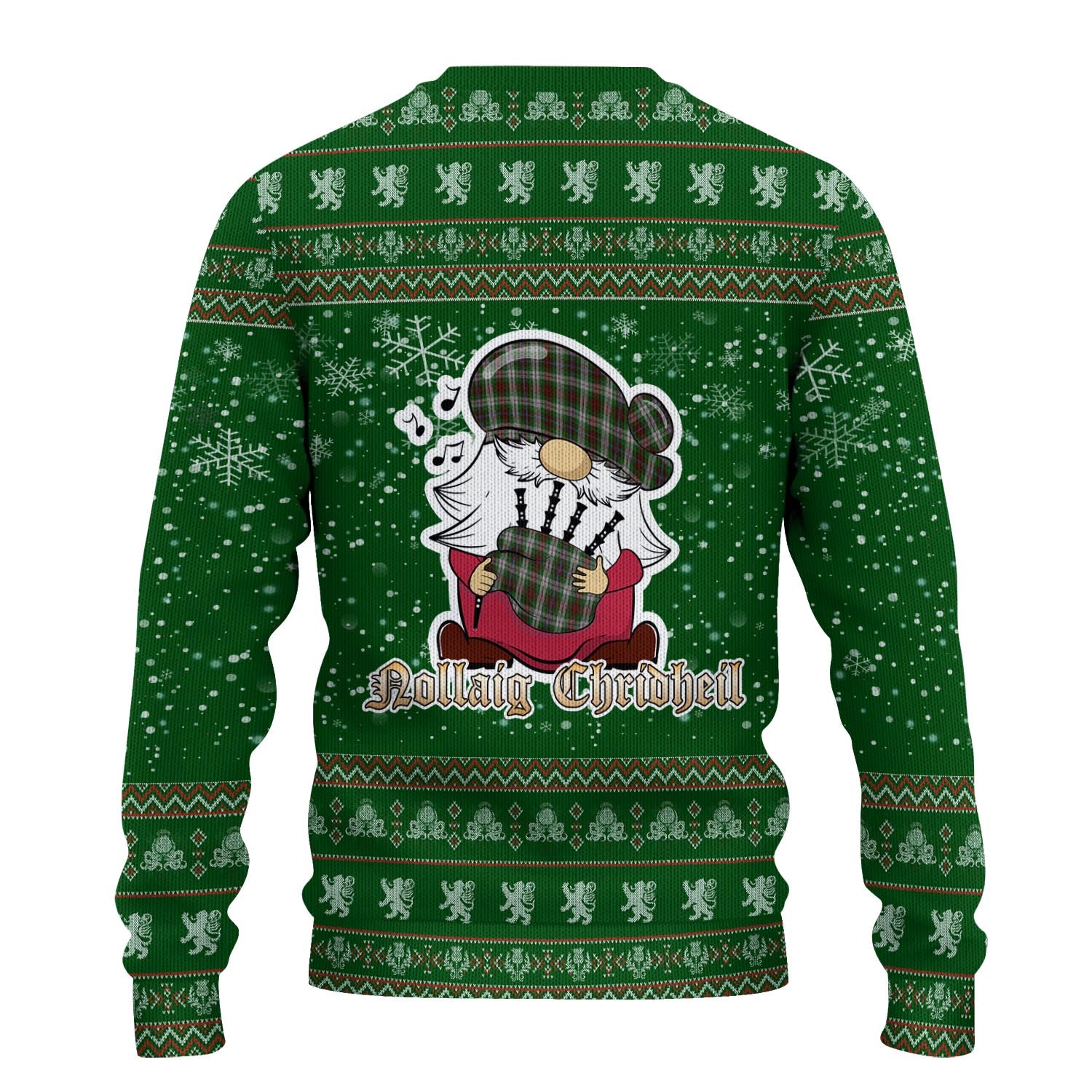 Fraser Hunting Dress Clan Christmas Family Knitted Sweater with Funny Gnome Playing Bagpipes - Tartanvibesclothing