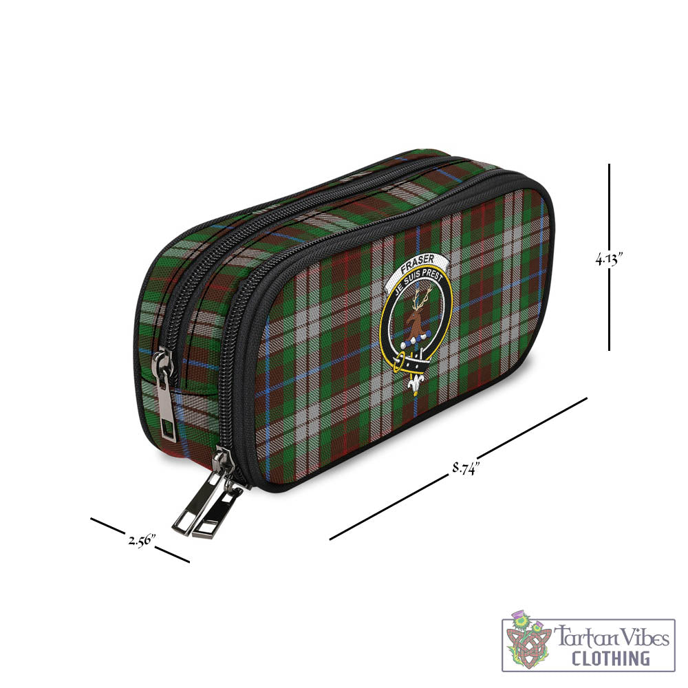 Tartan Vibes Clothing Fraser Hunting Dress Tartan Pen and Pencil Case with Family Crest