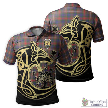 Fraser Hunting Modern Tartan Polo Shirt with Family Crest Celtic Wolf Style