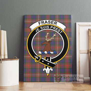Fraser Hunting Modern Tartan Canvas Print Wall Art with Family Crest