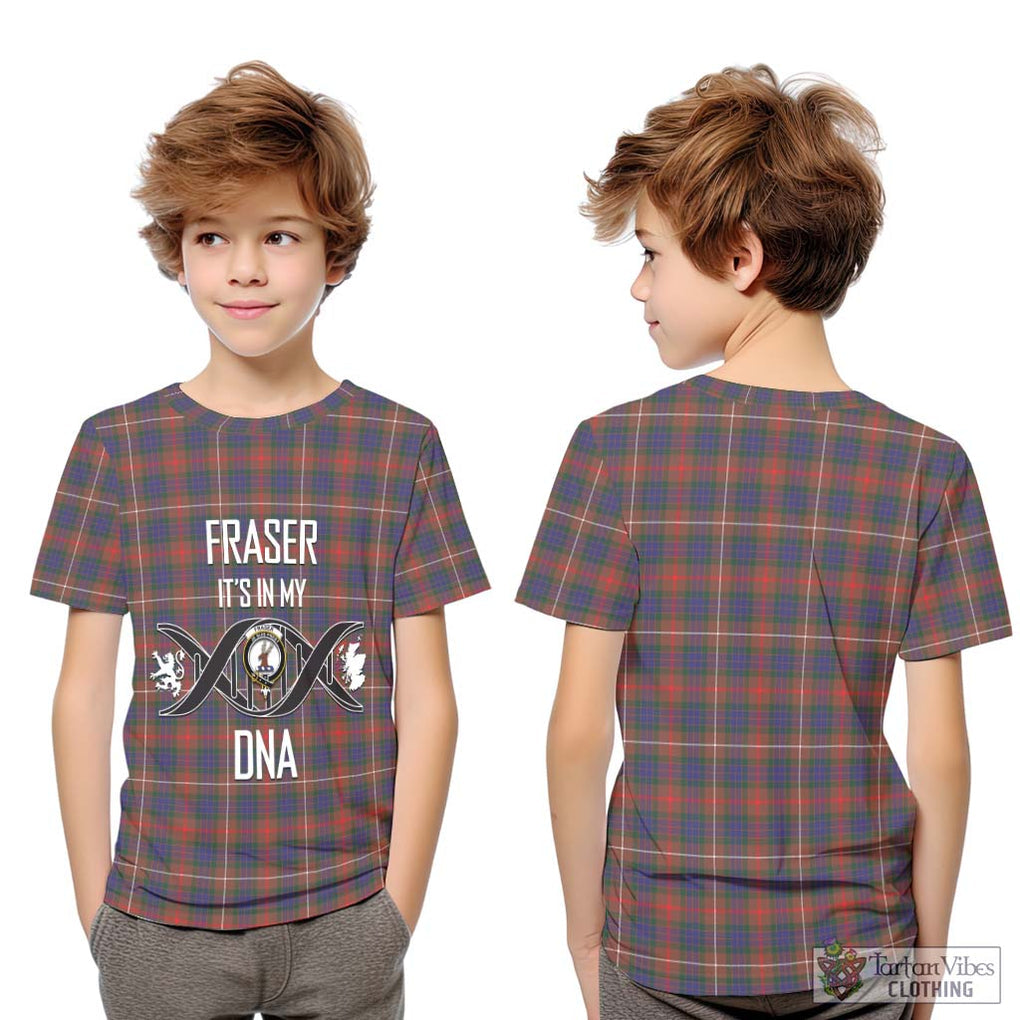 Fraser Hunting Modern Tartan Kid T-Shirt with Family Crest DNA In Me Style Youth XL Size14 - Tartanvibesclothing Shop