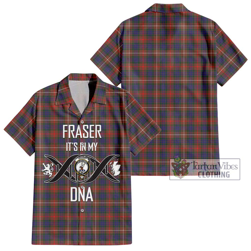 Fraser Hunting Modern Tartan Short Sleeve Button Shirt with Family Crest DNA In Me Style Kid - Tartanvibesclothing Shop