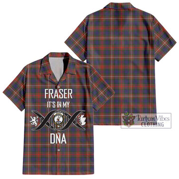 Fraser Hunting Modern Tartan Short Sleeve Button Shirt with Family Crest DNA In Me Style