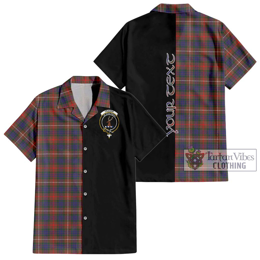 Fraser Hunting Modern Tartan Short Sleeve Button Shirt with Family Crest and Half Of Me Style Kid - Tartanvibesclothing Shop