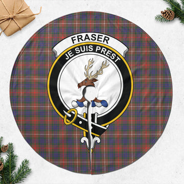 Fraser Hunting Modern Tartan Christmas Tree Skirt with Family Crest