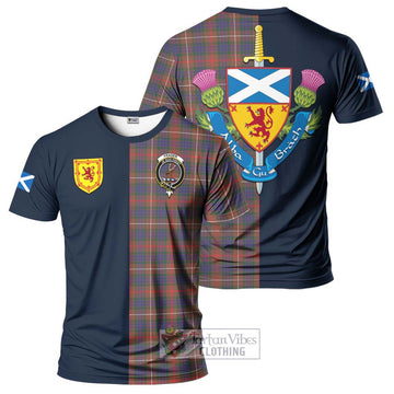 Fraser Hunting Modern Tartan T-Shirt Alba with Scottish Lion Royal Arm Half Style