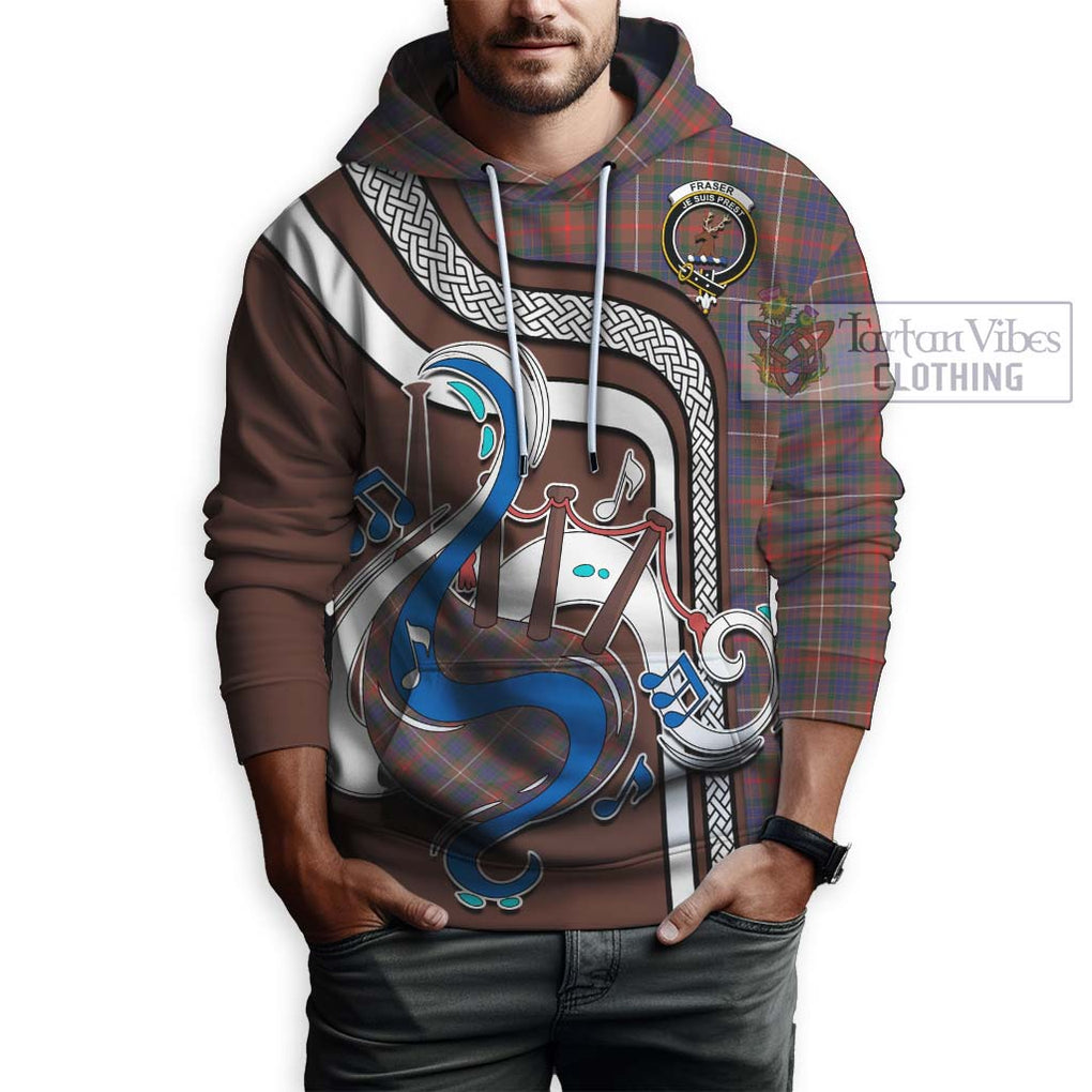 Fraser Hunting Modern Tartan Hoodie with Epic Bagpipe Style Zip Hoodie - Tartanvibesclothing Shop