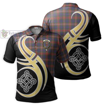 Fraser Hunting Modern Tartan Polo Shirt with Family Crest and Celtic Symbol Style