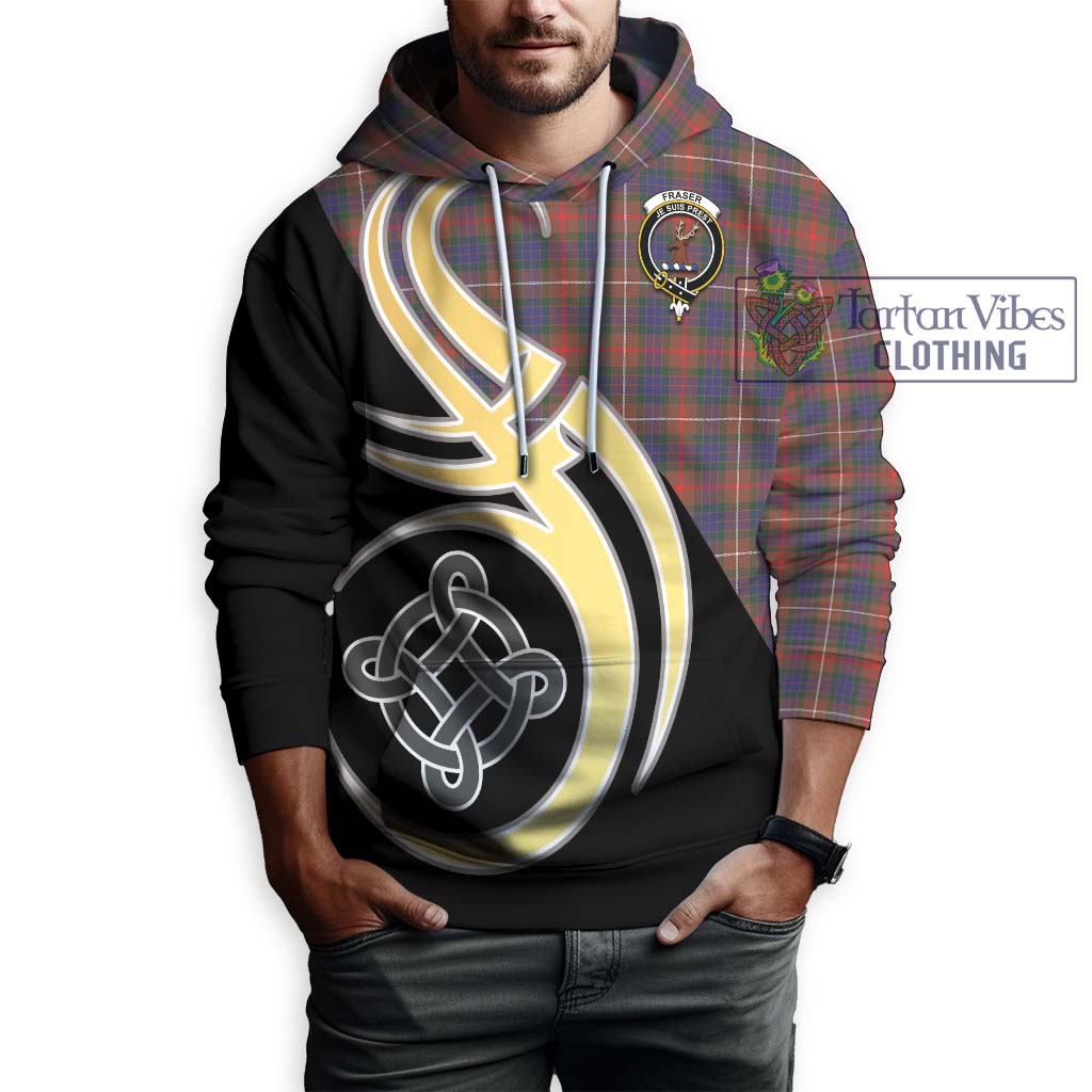 Fraser Hunting Modern Tartan Hoodie with Family Crest and Celtic Symbol Style Zip Hoodie - Tartan Vibes Clothing