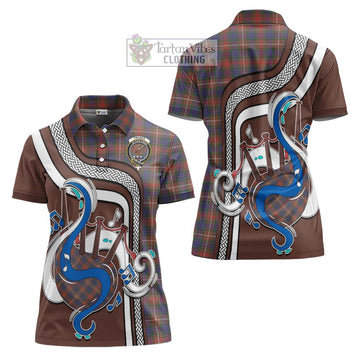 Fraser Hunting Modern Tartan Women's Polo Shirt with Epic Bagpipe Style