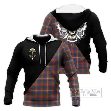 Fraser Hunting Modern Tartan Knitted Hoodie with Family Crest and Military Logo Style