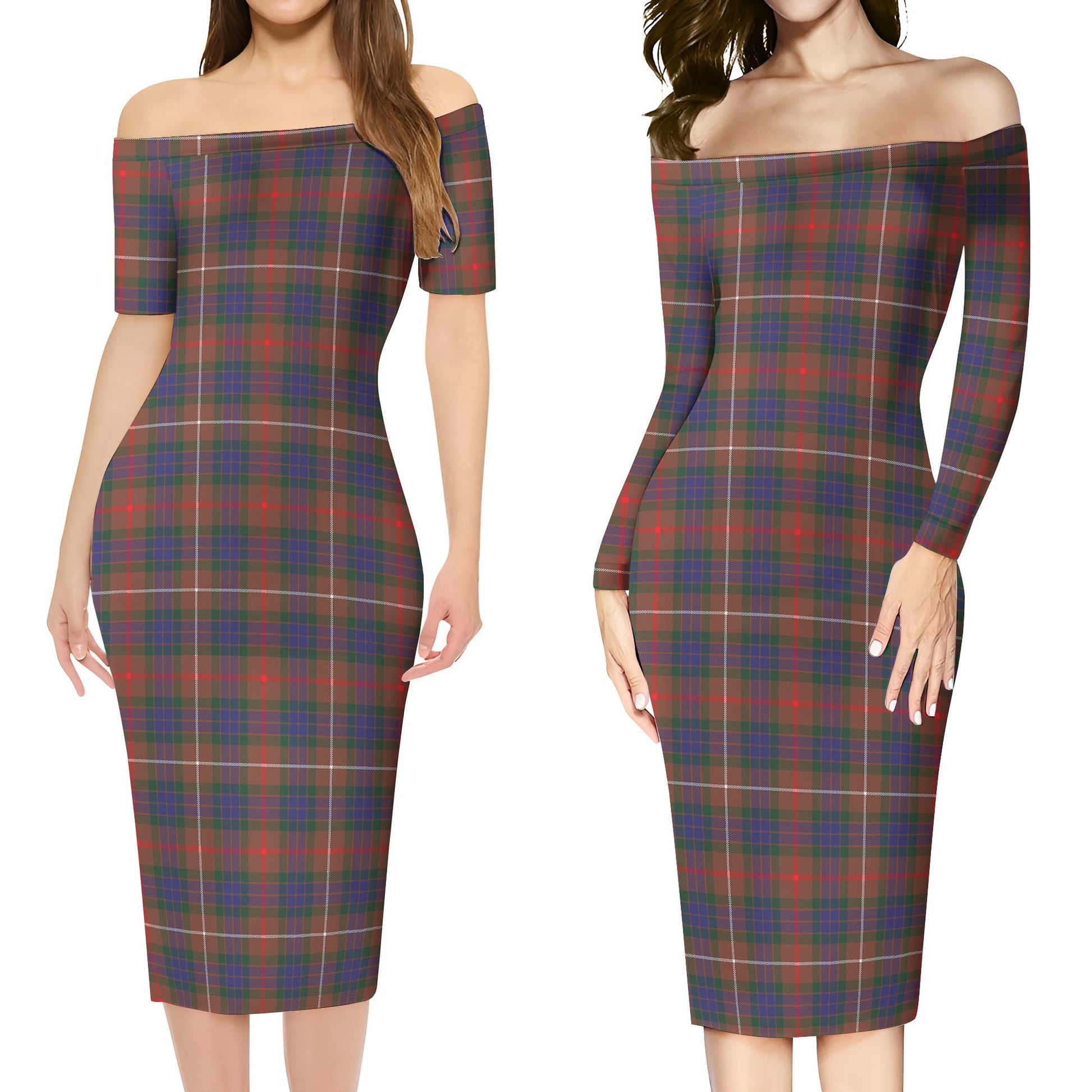 Fraser Hunting Modern Tartan Off Shoulder Lady Dress Women's Dress - Tartanvibesclothing