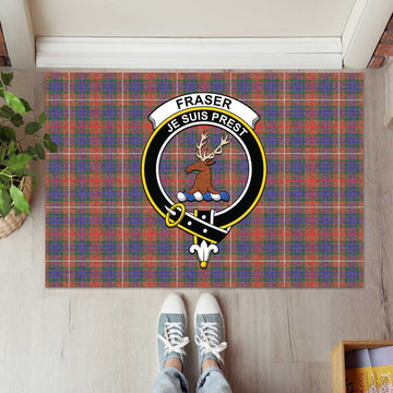 Fraser Hunting Modern Tartan Door Mat with Family Crest