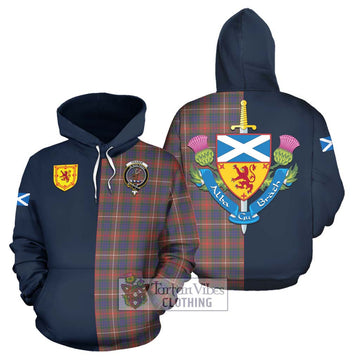 Fraser Hunting Modern Tartan Hoodie Alba with Scottish Lion Royal Arm Half Style