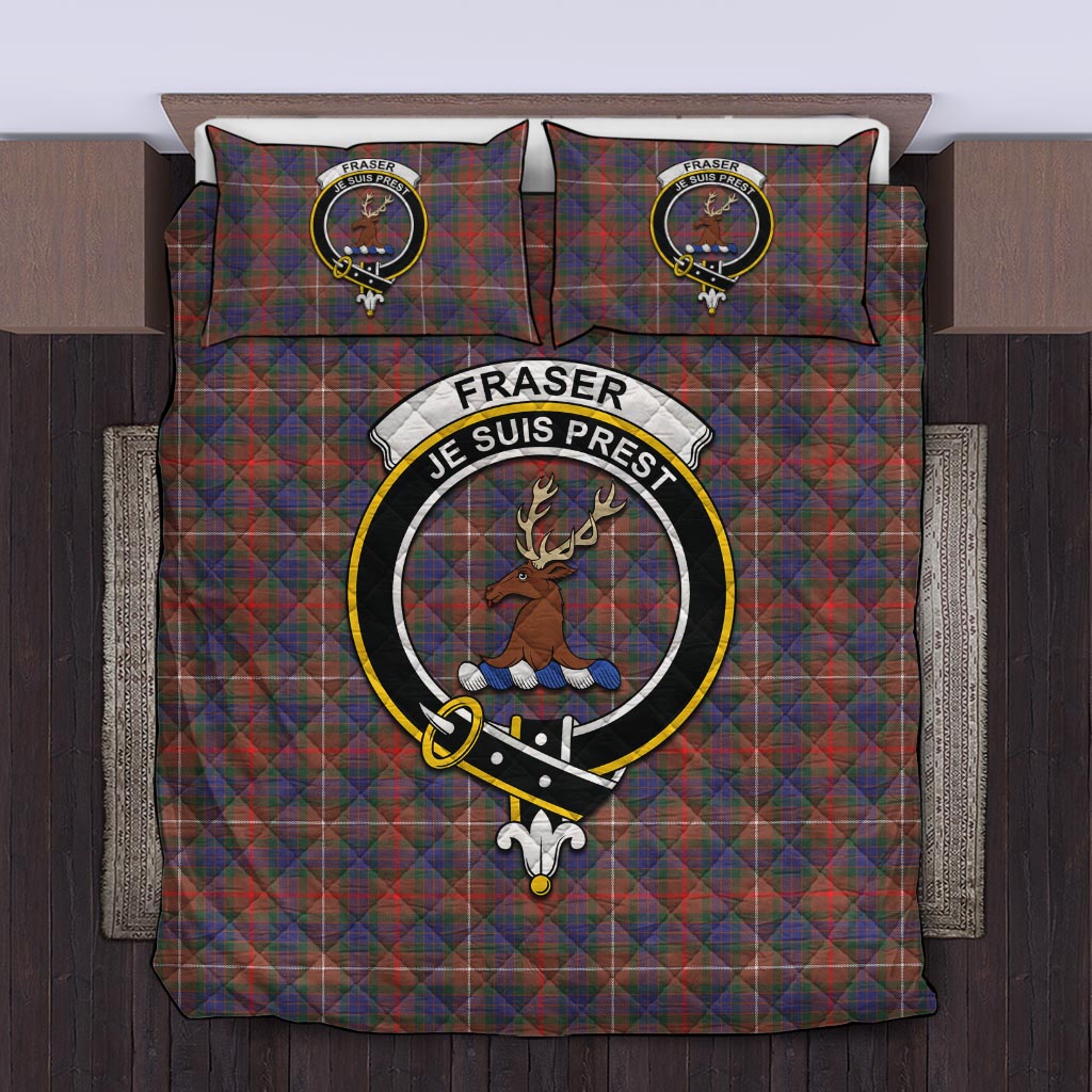 Fraser Hunting Modern Tartan Quilt Bed Set with Family Crest Twin - Tartanvibesclothing