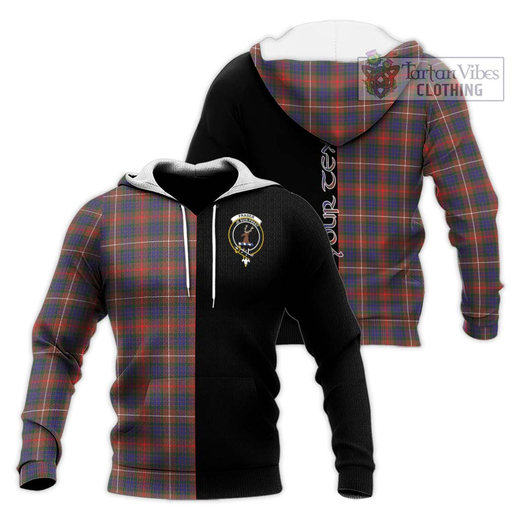 Fraser Hunting Modern Tartan Knitted Hoodie with Family Crest and Half Of Me Style Unisex Knitted Pullover Hoodie - Tartanvibesclothing Shop