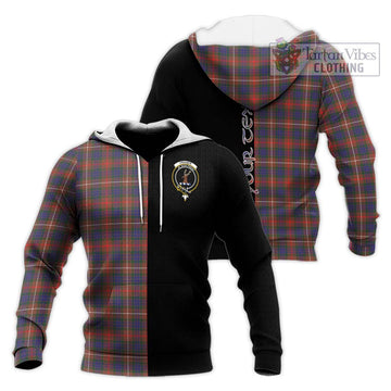 Fraser Hunting Modern Tartan Knitted Hoodie with Family Crest and Half Of Me Style