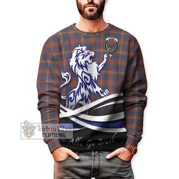 Fraser Hunting Modern Tartan Sweatshirt with Alba Gu Brath Regal Lion Emblem