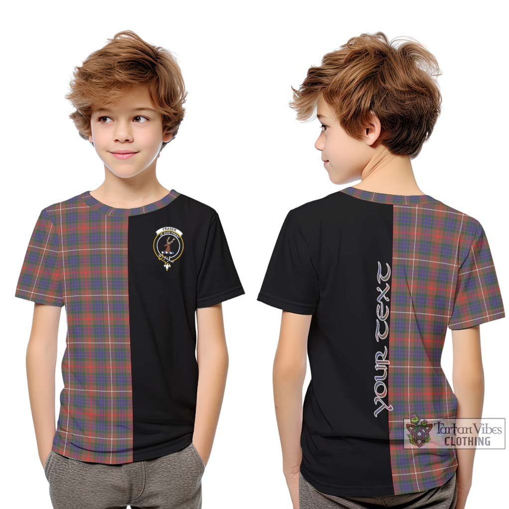 Fraser Hunting Modern Tartan Kid T-Shirt with Family Crest and Half Of Me Style Youth XL Size14 - Tartanvibesclothing Shop