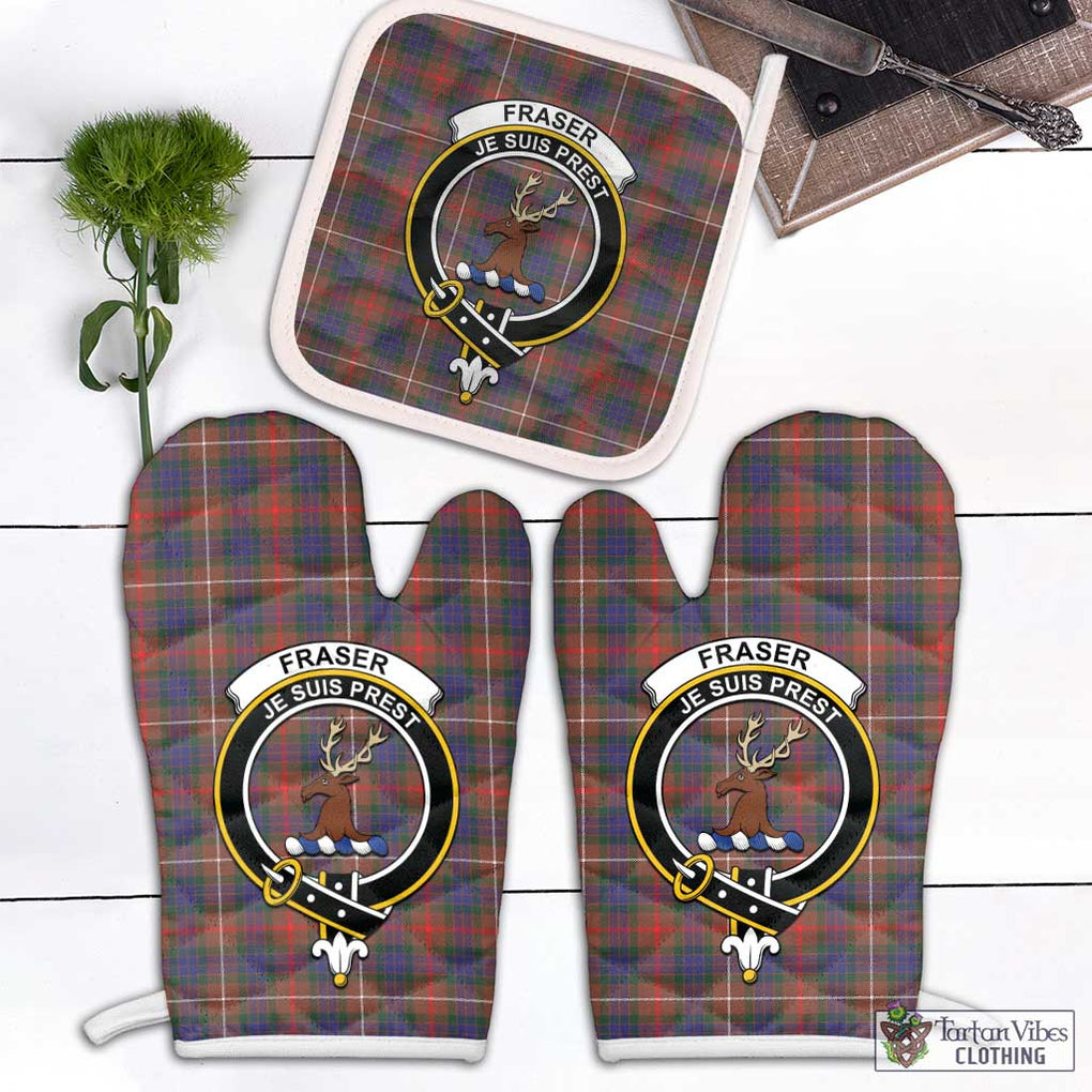 Fraser Hunting Modern Tartan Combo Oven Mitt & Pot-Holder with Family Crest Combo 1 Oven Mitt & 1 Pot-Holder White - Tartan Vibes Clothing