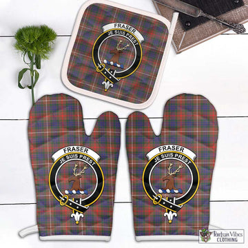 Fraser Hunting Modern Tartan Combo Oven Mitt & Pot-Holder with Family Crest