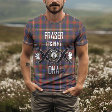 Fraser Hunting Modern Tartan T-Shirt with Family Crest DNA In Me Style