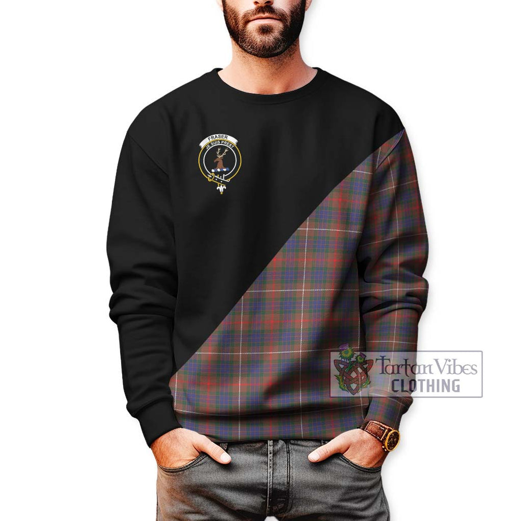 Fraser Hunting Modern Tartan Sweatshirt with Family Crest and Military Logo Style Unisex - Tartanvibesclothing Shop