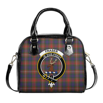 Fraser Hunting Modern Tartan Shoulder Handbags with Family Crest