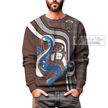 Fraser Hunting Modern Tartan Sweatshirt with Epic Bagpipe Style