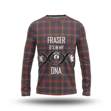 Fraser Hunting Modern Tartan Long Sleeve T-Shirt with Family Crest DNA In Me Style