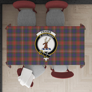 Fraser Hunting Modern Tartan Tablecloth with Family Crest