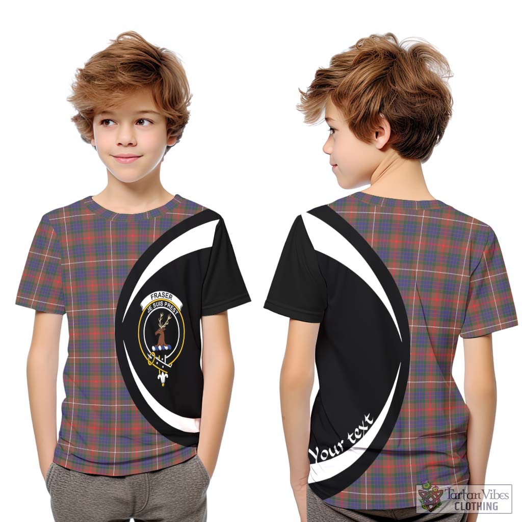 Fraser Hunting Modern Tartan Kid T-Shirt with Family Crest Circle Style Youth XL Size14 - Tartan Vibes Clothing