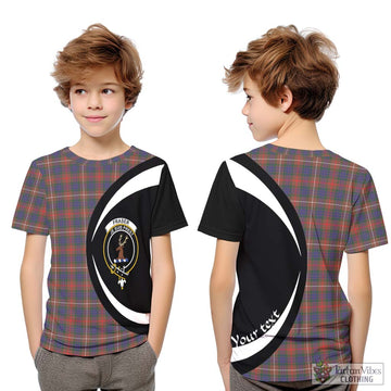 Fraser Hunting Modern Tartan Kid T-Shirt with Family Crest Circle Style