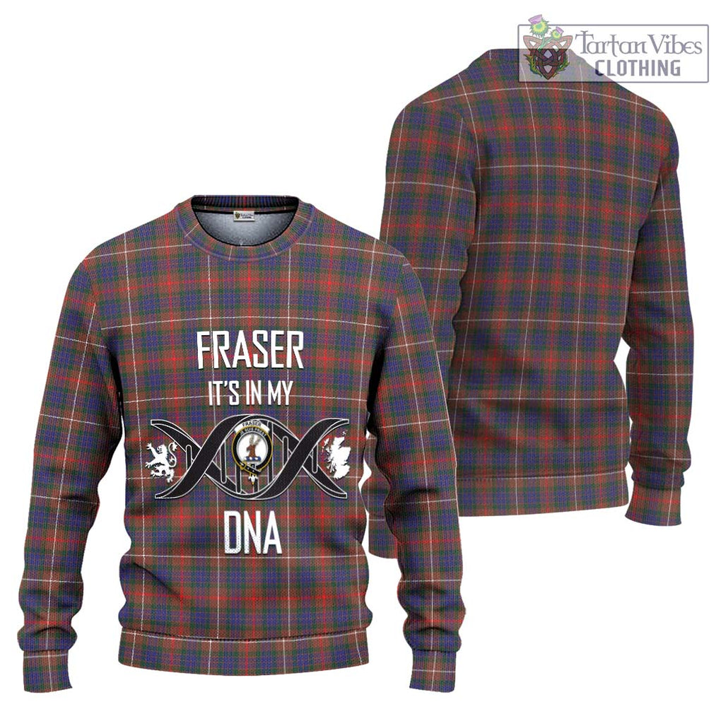 Fraser Hunting Modern Tartan Knitted Sweater with Family Crest DNA In Me Style Unisex - Tartanvibesclothing Shop