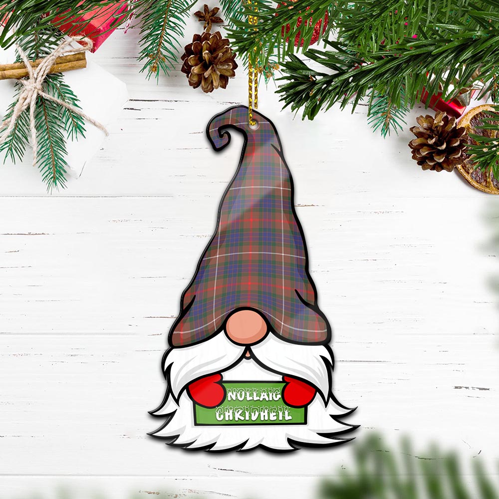 Fraser Hunting Modern Gnome Christmas Ornament with His Tartan Christmas Hat Wood Ornament - Tartanvibesclothing