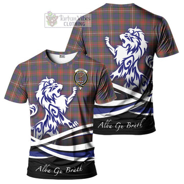 Fraser Hunting Modern Tartan Cotton T-shirt with Alba Gu Brath Regal Lion Emblem