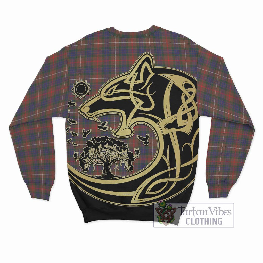 Fraser Hunting Modern Tartan Sweatshirt with Family Crest Celtic Wolf Style - Tartan Vibes Clothing